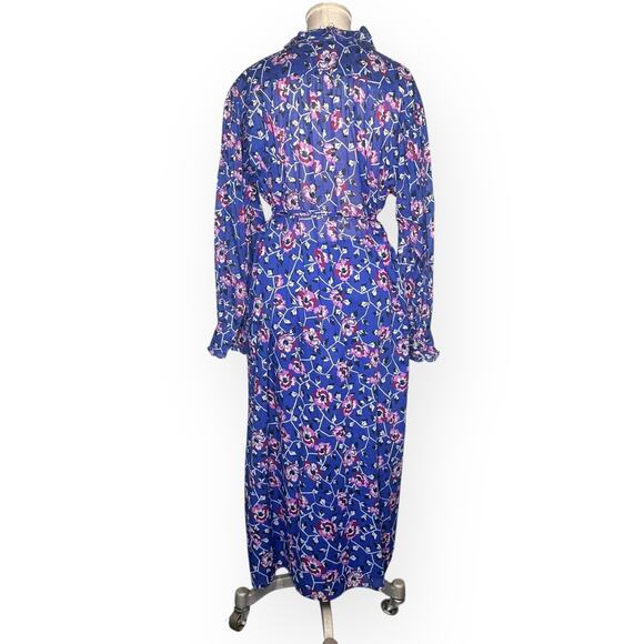 ISABEL MARANT ETOILE Maelys Wrap Midi Dress Floral Blue Ruffle Tapestry Wedding - Picture 9 of 12